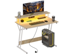 Escritorio Para Juegos Con Led Y Soporte Para Monitor - Natural