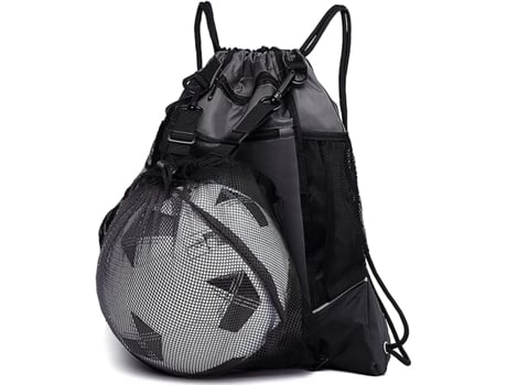 Bolsa de fútbol con cordón para niños, mochila de baloncesto plegable, bolsa de gimnasio, mochila deportiva con bolsa de malla de bola desmontable ...