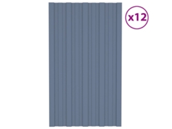 Teja/Panel de Tejado 12 Piezas 80 x 45 cm Gris Acero Galvanizado