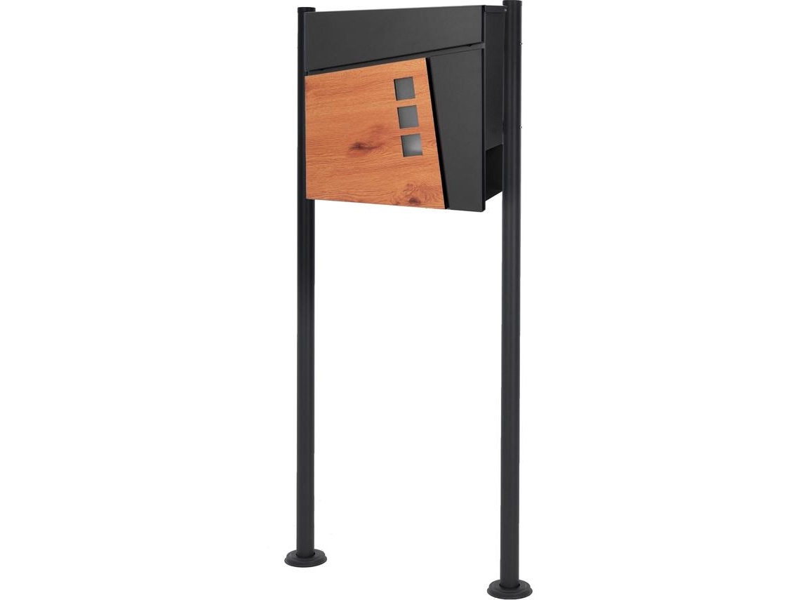 Buzón 37x36,5x11 cm antracita/madera acero ML-DESIGN