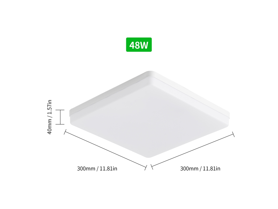 Lámpara de techo LED empotrable 2026, 48 W, cuadrada, luz blanca, 6500-7000 K, para cocina, dormitorio, pasillo, AC85-265 V.