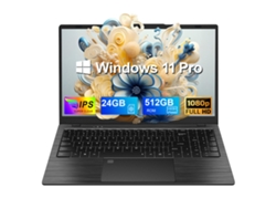 Portátil Vanwin de 15.6", 24 GB de RAM, 512 GB de SSD, procesador Intel® Celeron® N5095, PC con Windows 11 Pro, 4000 mAh, Wi-Fi 5, Bluetooth 4.2, USB 3.0, desbloqueo HDMI