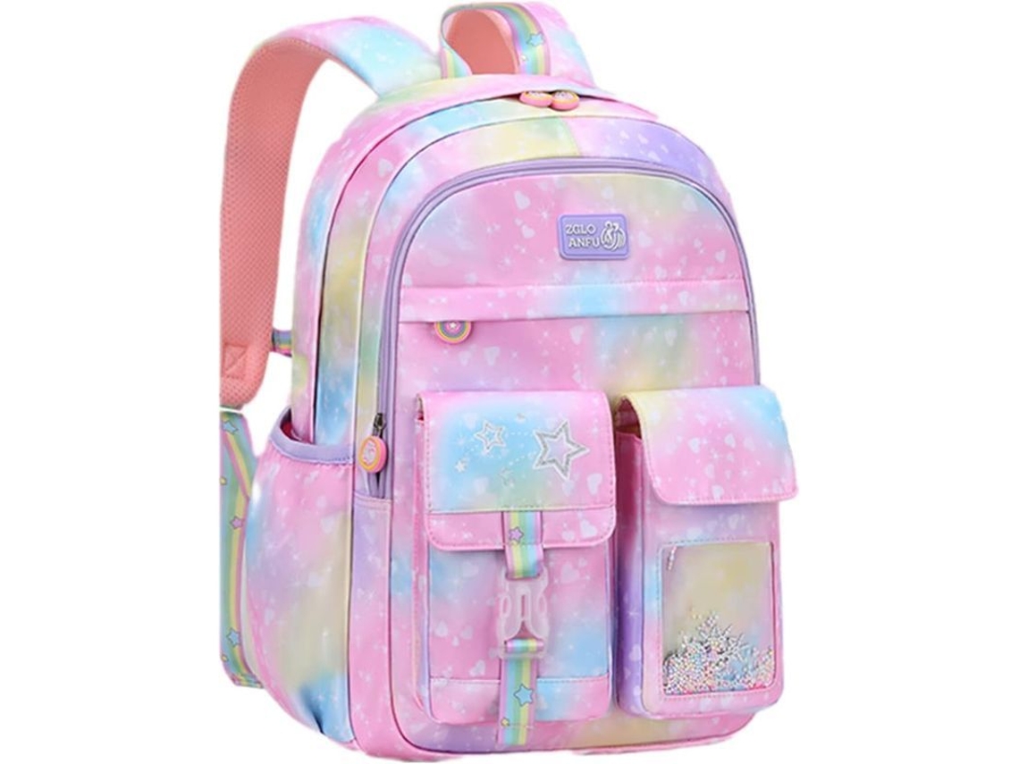 2026altiro-mochila Informal Colorida Para Niñas Y Adolescentes, Mochila Escolar Primaria Rosa Degradada - L