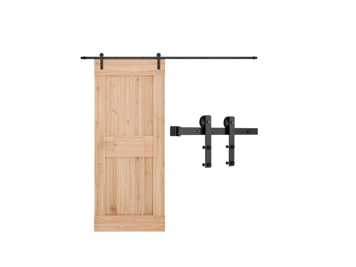 Sistema de puerta corrediza para granero de 3 m hasta 150 kg en acero al carbono negro Tekmaquinas