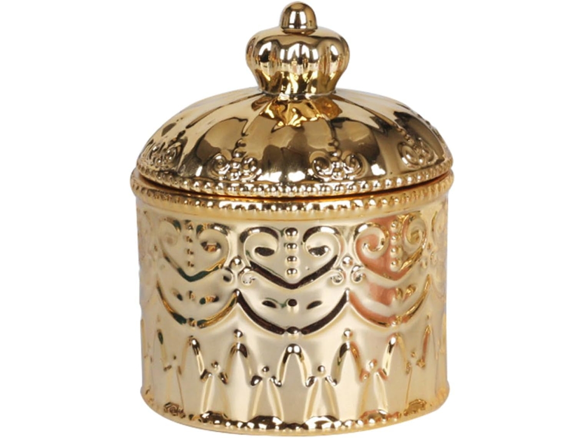 Joyería Decorativa Cerámica Dorada Práctico Tarro Almacenamiento Escritorio Soporte Prueba Polvo Esculpido