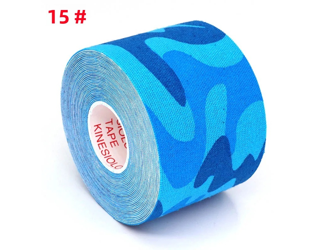 Parche adhesivo elástico para el alivio del dolor y la tensión musculoesqueléticos en la rodilla. Mdug (Camuflaje azul, 7,5 cm x 5 cm)