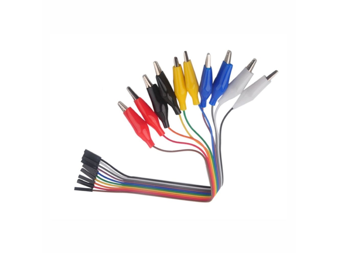 Kit de 10 cables de puente hembra / pinzas de cocodrilo PRO K