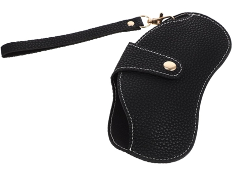 Estuche para gafas de cuero genuino Estuche para gafas de sol portátil ultrafino con correa Estuche para gafas de sol para mujeres y hombres Negro ...