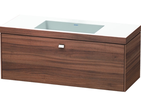 Lavamanos DURAVIT Brioso c-bonded con base mural 120,0x48,0 cm 1 cajón sin rebosadero con banco para grifos sin agujero para grifos