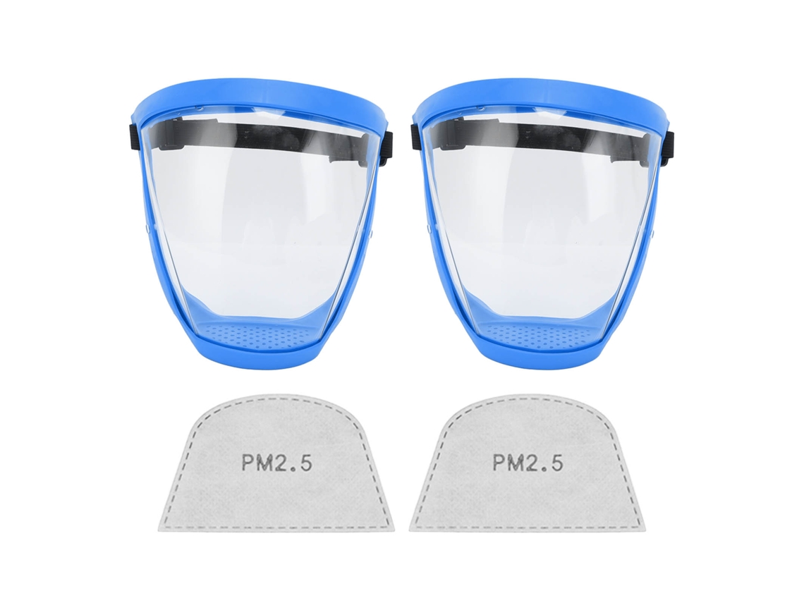 2026-2pcs Visera Facial Protectora Transparente Reutilizable Con Cinta Elástica Y Almohadillas De Algodón Filtro Niño Azul Blanco