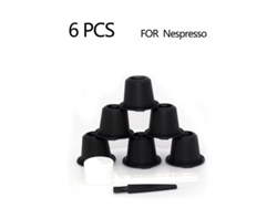 Filtro de café, 6 cápsulas reutilizables para Nespresso con cuchara y cepillo Eifson (negro)