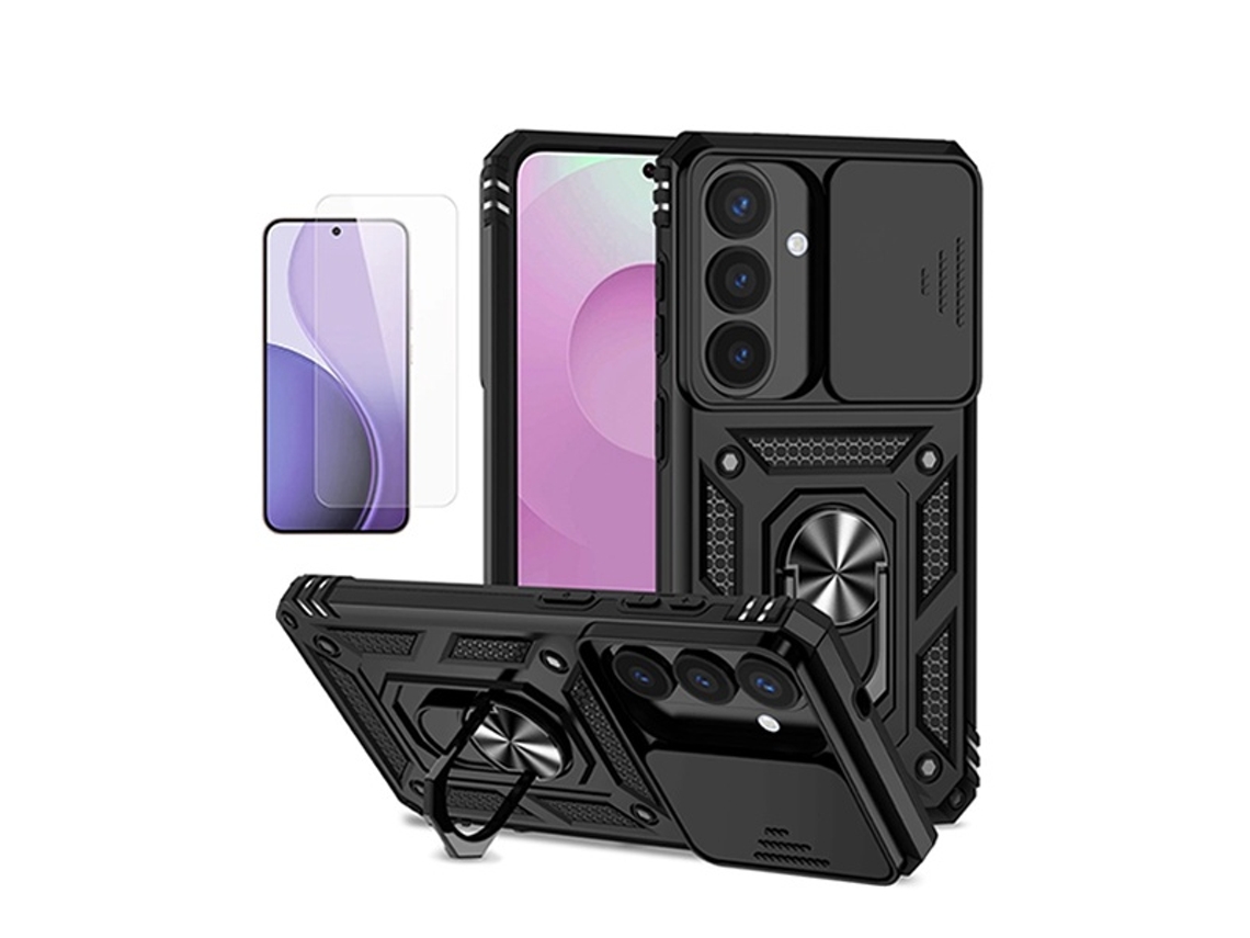 Kit Vidro Clearglass Capa Magnetic Slide Window Phonecare Para Samsung Galaxy S26 - Preto
