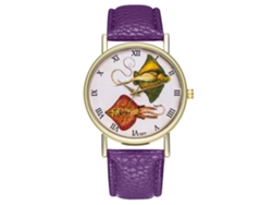 Reloj Casual De Moda Unisex De Cuarzo Con Correa De Cuero Morado