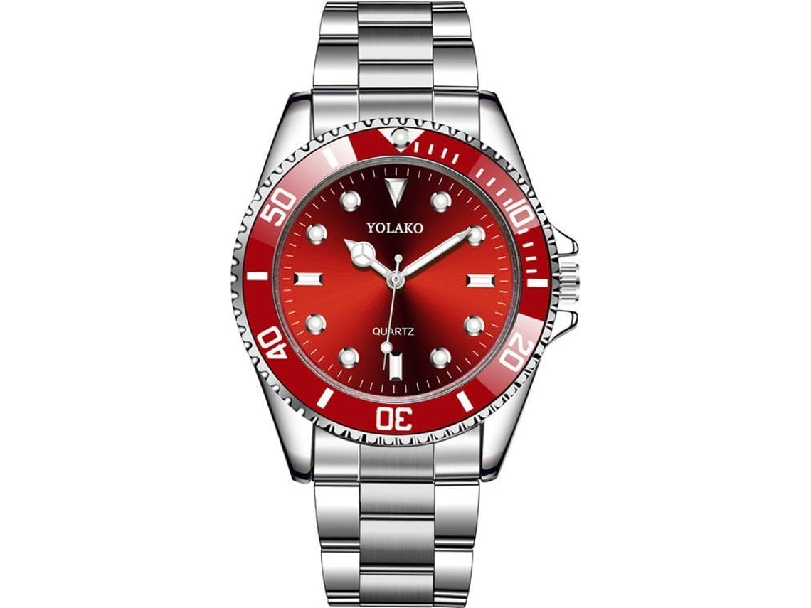 Reloj De Hombre Con Esfera Roja (acero Inoxidable - Plata)*