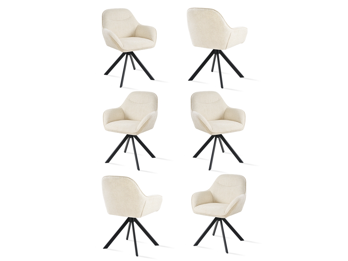 Sillas De Comedor Goeurvant 1370(pack De 6, Crema, Chenilla)