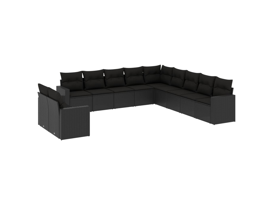Maison Exclusive - Set De Sofás De Jardín 11 Pzas Y Cojines Ratán Sintético Negro