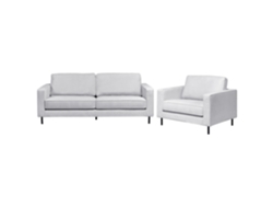 Conjunto De Sala De Estilo Minimalista Beliani Savalen De Poliéster Gris 204x91x87