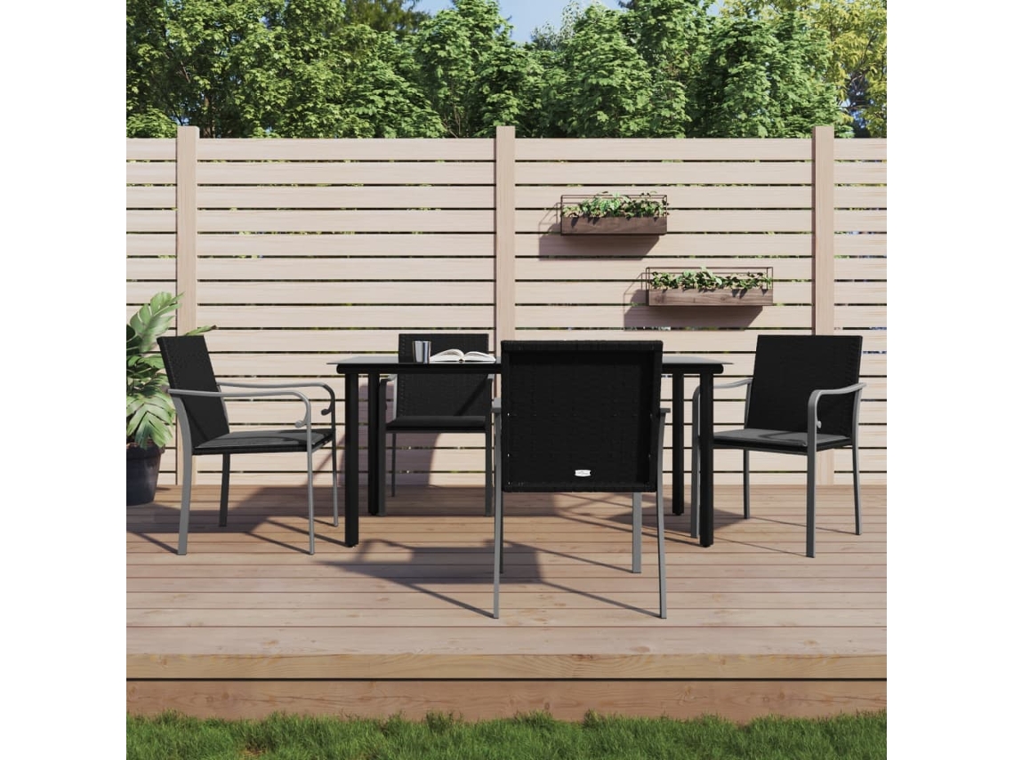 Juego de comedor de jardín de 5 piezas con cojines de mimbre y acero de DKD Home Decor