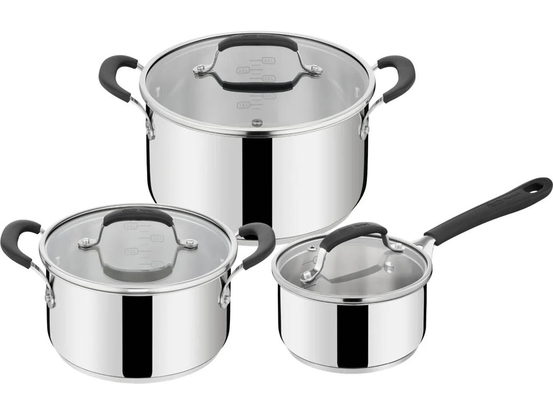 Juego de Ollas de Cocina TEFAL Jamie Oliver Acero Inoxidable (3 Piezas - 16/20/24 cm)