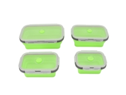 4 Recipientes Plegables De Silicona Para Alimentos, Lonchera Portátil, Almacenamiento Verde