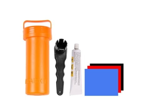 Kit de reparación de SUP con parches de PVC y pegamento para inflables Kit de reparación de tabla de remo portátil con llave para kayak inflable, b...