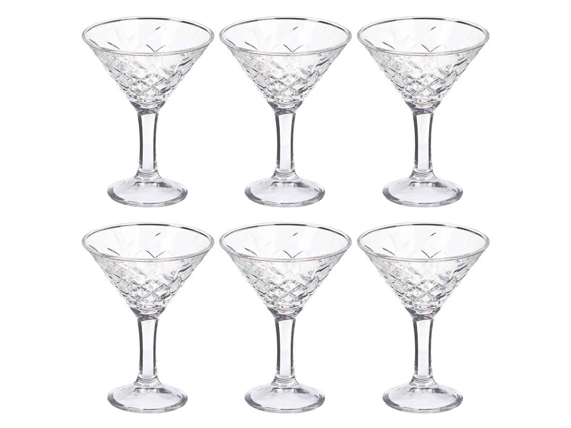 Pack 6 Copas Transparentes De Martini Troqueladas. 220ml.