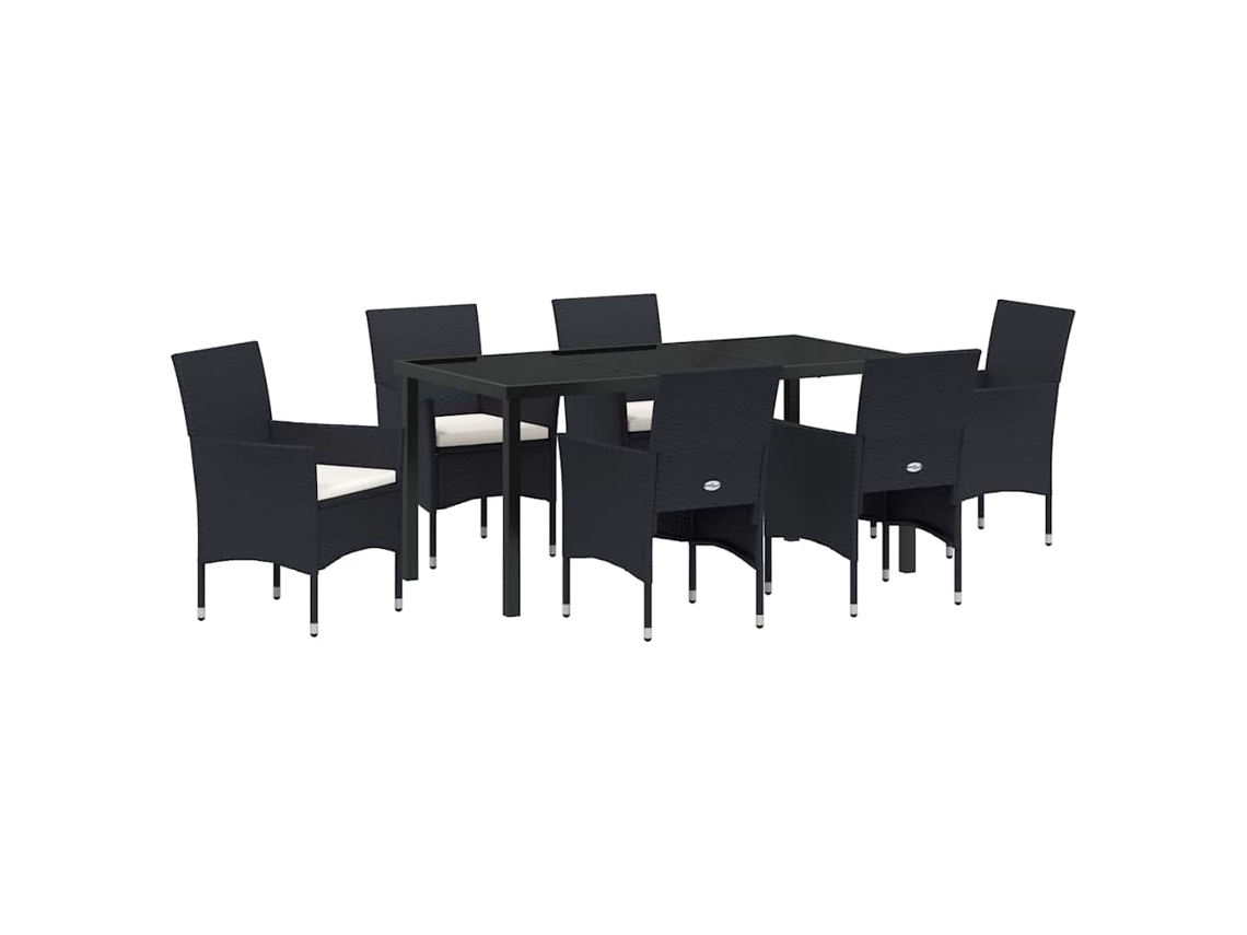 Maison Exclusive - Conjunto De Comedor De Jardín 7 Pcs Negro Ratán Sintético