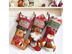 3 Grandes Calcetines Navideños Con Papá Noel, Muñeco De Nieve Y Reno En 3d, Bolsas De Regalo.