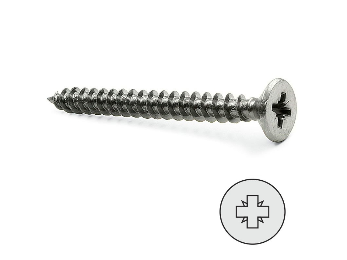 Tornillo Rosca Madera Cabeza Plana Pozidriv Inoxidable Din 7505-A Largo 30Mm Diámetro 5Mm UCAFIX
