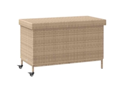 Caja de almacenaje con ruedas, mimbre, beige mixto, MAISON EXCLUSIVE (110x55x73 cm)