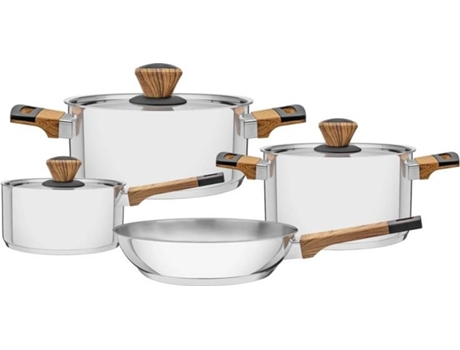 Batería de Cocina TRAMONTINA Brava (Acero Inox - 4 Piezas)