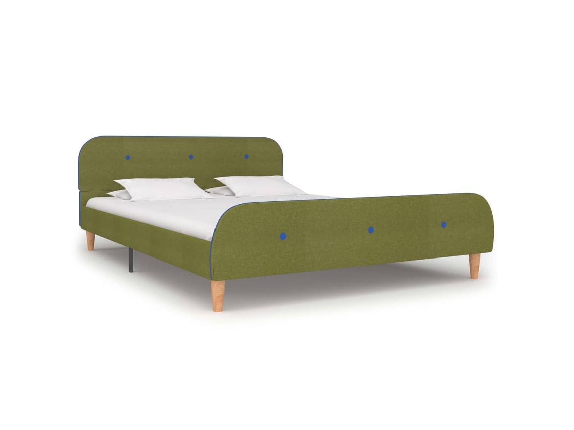 Estructura De Cama Sin Colchón Tela Verde 140x200 Cm