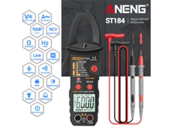 Multímetro Clamp True Rms Aneng Com Detector De Tensão Ac/dc, Amperímetro, Ohmímetro, Capacitância, Temperatura E Teste De Continuidade