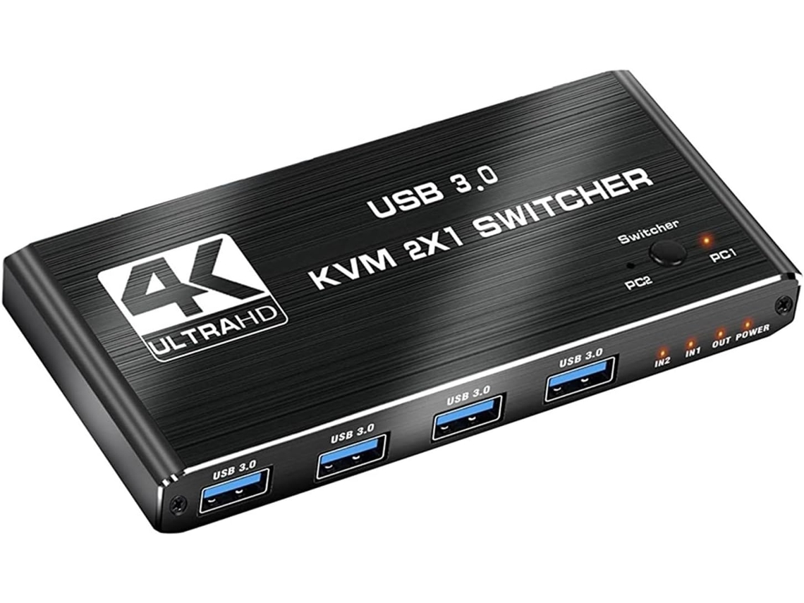 Conmutador Kvm 4k Compatible Con 8k, Conmutador Usb 2 En 1 Para Monitor De Ordenador