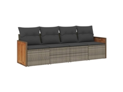 Maison Exclusive - Set De Sofás De Jardín 4 Pzas Y Cojines Ratán Sintético Gris