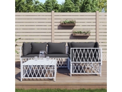 Conjunto de muebles de jardín con cojines, acero blanco, Dkd Home Decor