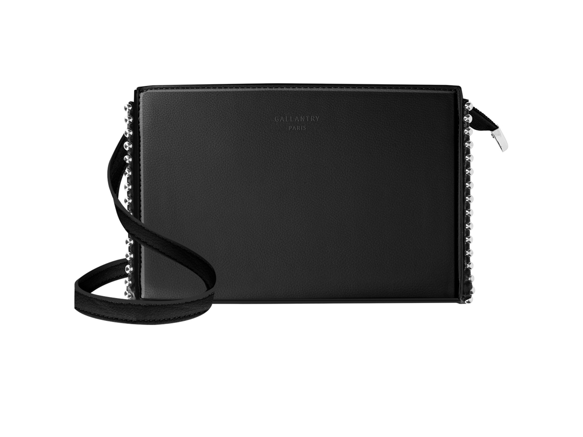 Precioso bolso de mano negro con tachuelas GALLANTRY