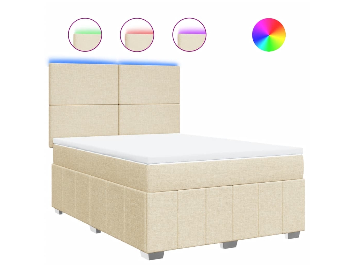 Maison Exclusive - Cama Box Spring Con Colchón Tela Color Crema 160x200 Cm