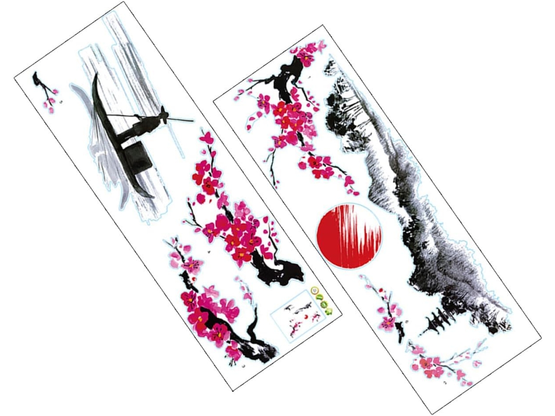 Pegatinas Pared Pvc Estilo Chino Adhesivas Residuos 2 Juegos Removibles Ambiente Natural Confortable