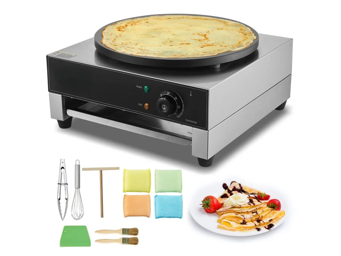 Crepera Eléctrica Profesional 1700w Acero Inoxidable 40cm para Uso Comercial y Doméstico Tekmaquinas