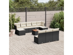 Conjunto de sofás de jardín de 11 piezas DKD Home Decor con cojines de mimbre negros
