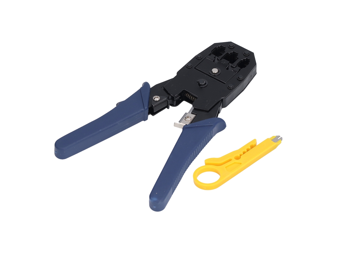 Herramienta de crimpado 3 en 1 para cables de red de telecomunicaciones con conectores de cristal para cables planos de 8, 6 y 4 pines.