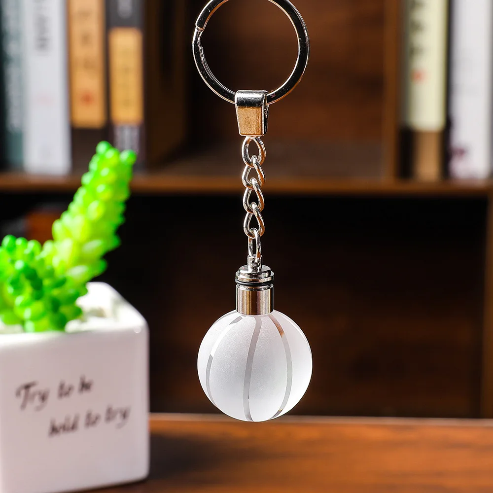 (baloncesto) Llavero De Cristal Luminoso De 3 Cm Con Forma De Bola De Cristal Para Bolso