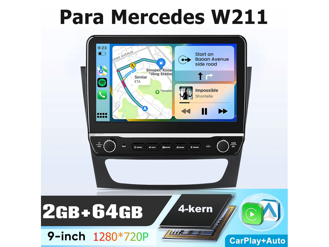 Mercedes W211 Hexinex Android 15 2gb+64gb Wi-Fi GPS BT Carplay 4 núcleos