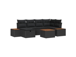 Maison Exclusive - Conjunto de sofás de jardín de 7 piezas en color negro, 55 x 62 x 69 cm