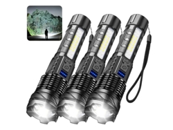 Linterna LED recargable por USB de alta potencia, luz táctica de emergencia, reflector telescópico con batería integrada. Aeuzwr