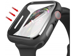 Carcasa y Protector de Pantalla Vidrio Apple Watch Series SE G4M 44mm Transparente, Negro
