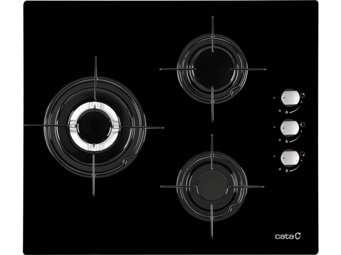 Cata 6021 Bk gas natural placa de 3 zonas negro placas 08068309 ci6021 fuegos independiente bisel ci6021bk quemadores con valvula cristalgas 59cm 60cm encimera natbut 59