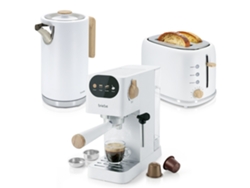 Nordic Set Cafetera Espresso 20 Bares, Tostadora Pan 2 Rebanadas, Hervidor Eléctrico Agua 1,7l Briebe Skt1209wht Blanco