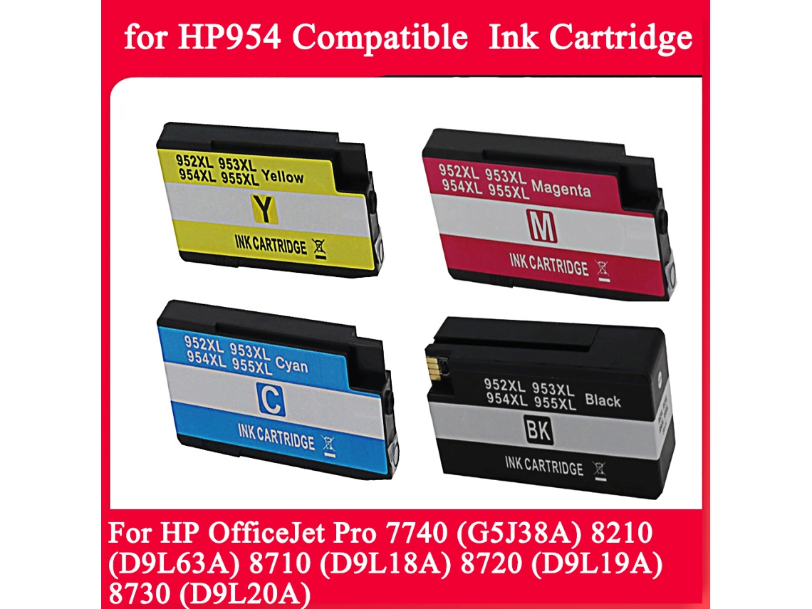 1 juego - Cartuchos de tinta de repuesto para HP 954 954XL, compatibles con impresoras HP Officejet Pro 8720 8210 8710 8730 7740.